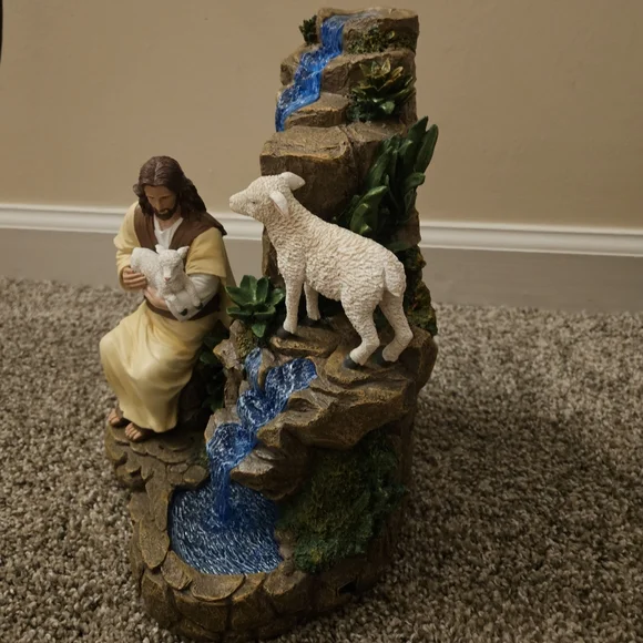Bradford Exchange Religious Figurine with Waterfall and Lambs - Picture 2 of 9